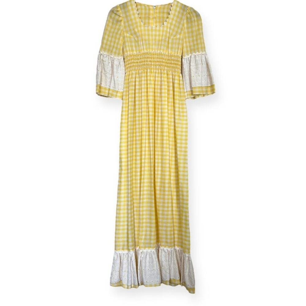 Candi Jones California Vintage Yellow Prairie Maxi Dress Sz 5
